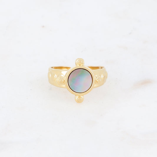 Bague avec nacre, feuille de nacre véritable - Nacre grise