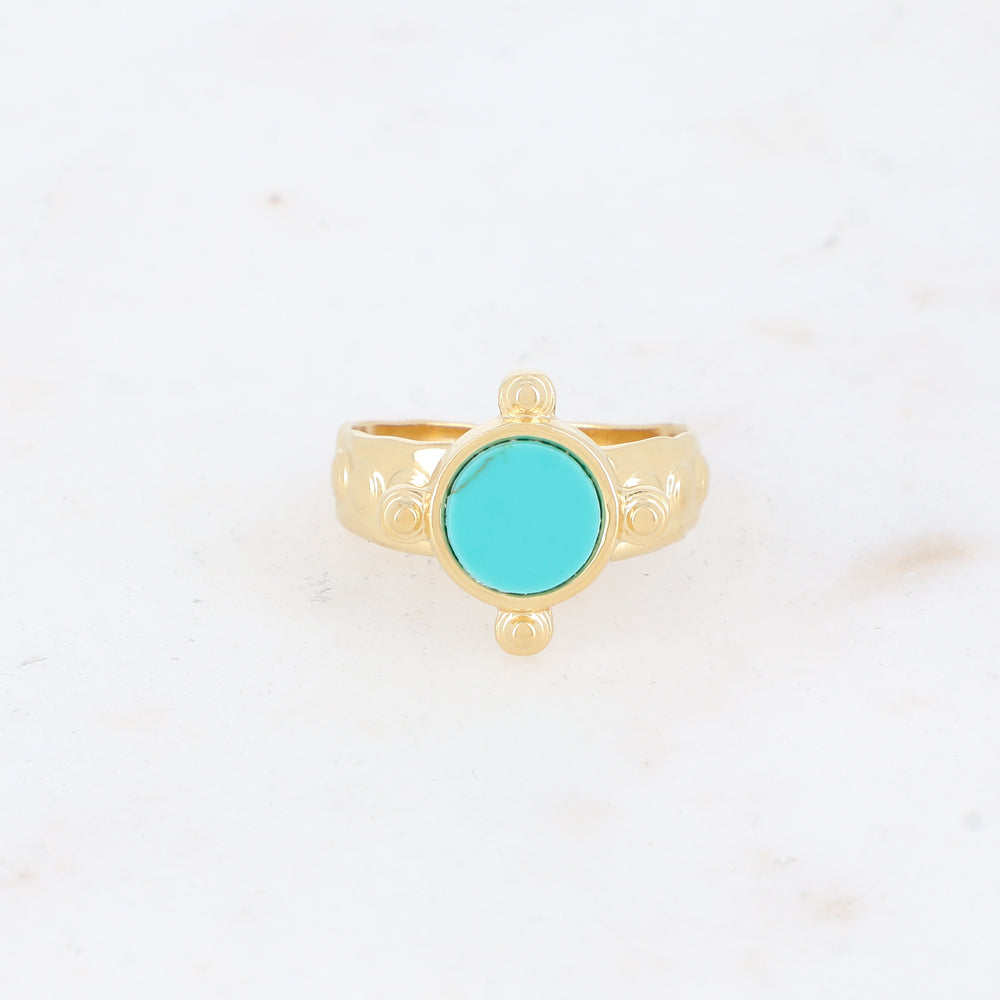 Bague avec pierre naturelle - Howlite turquoise