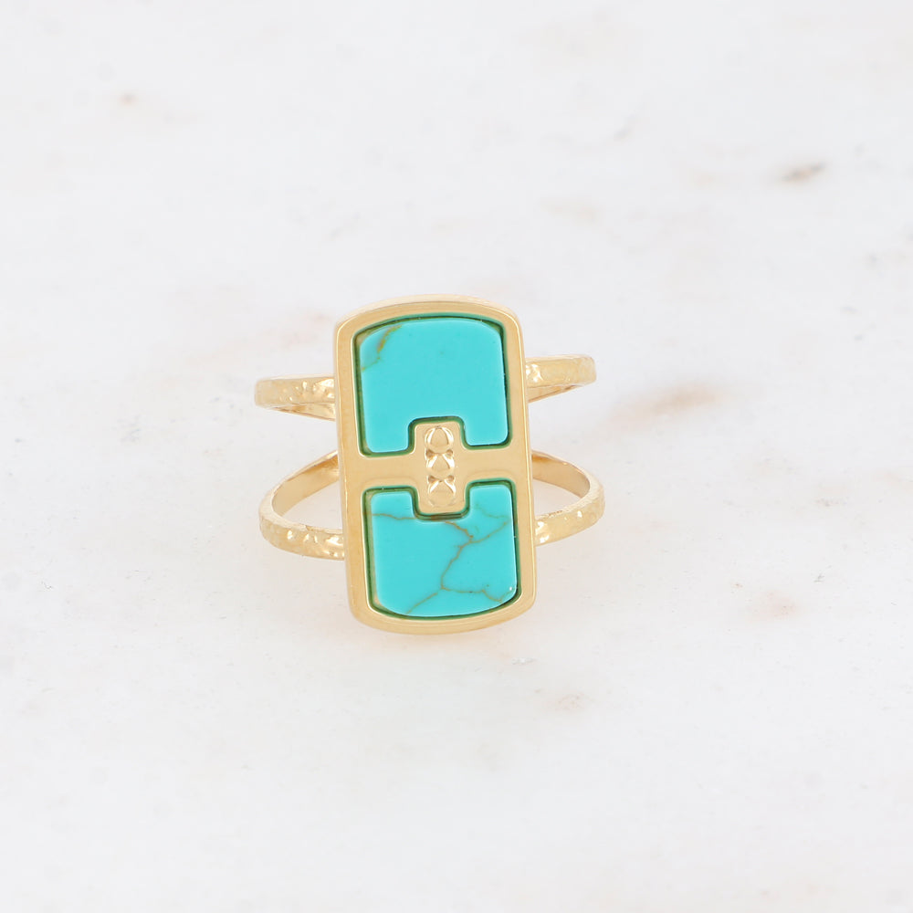 Bague 2 rangs avec pierre naturelle - How lite turquoise