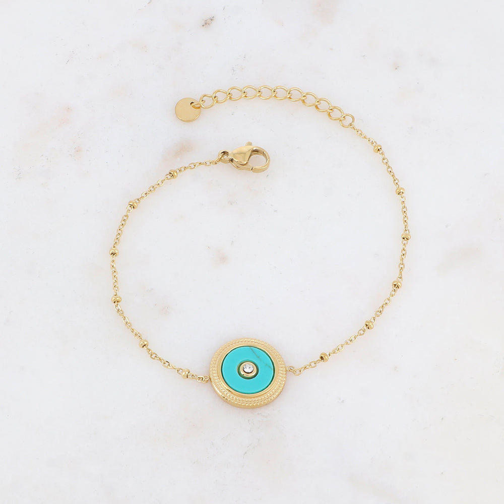 Bracelet avec pampille ronde, strass, pierre naturelle