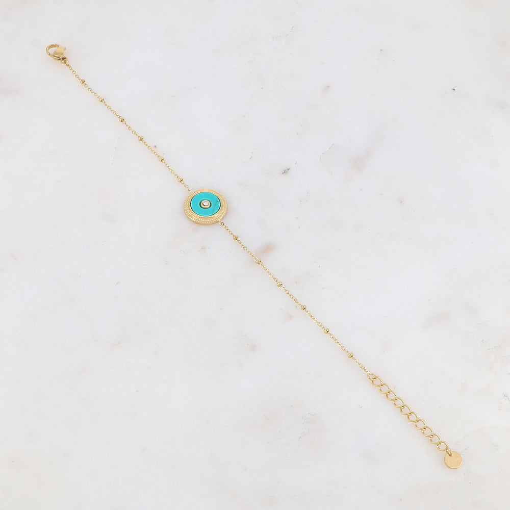 Bracelet avec pampille ronde, strass, pierre naturelle