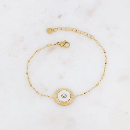 Bracelet avec pampille ronde, strass, nacre