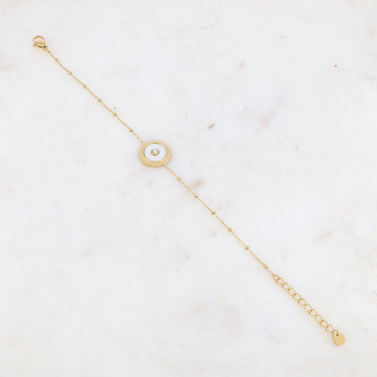 Bracelet avec pampille ronde, strass, nacre
