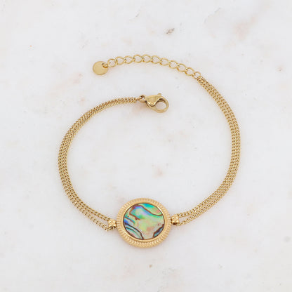Bracelet double rangs avec pampille ronde, nacre