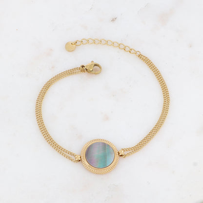 Bracelet double rangs avec pampille ronde, nacre