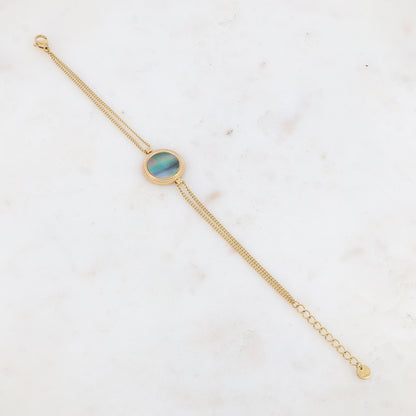 Bracelet double rangs avec pampille ronde, nacre