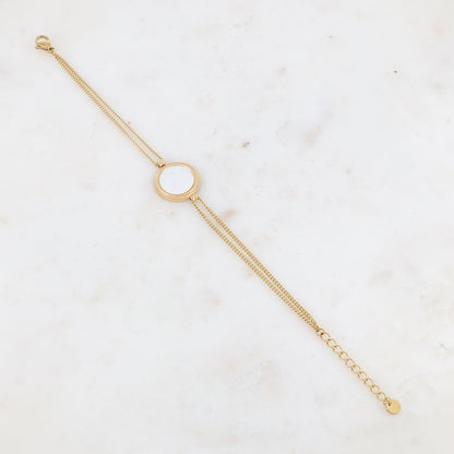 Bracelet double rangs avec pampille ronde, nacre