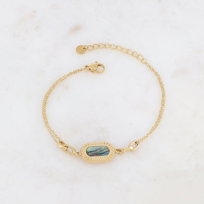 Bracelet double rangs avec pampille ovale, nacre