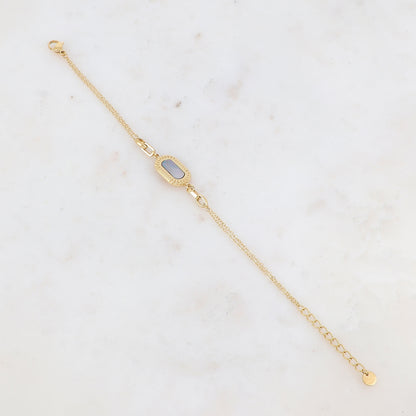 Bracelet double rangs avec pampille ovale, nacre