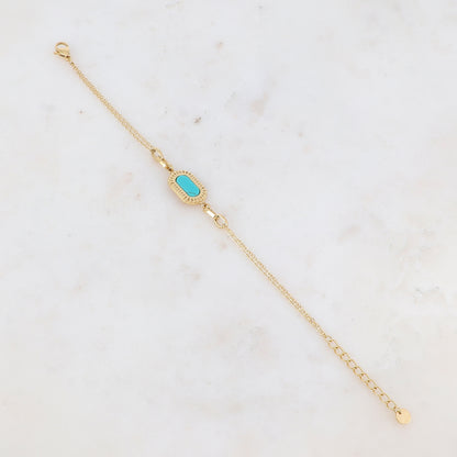 Bracelet double rangs avec pampille ovale, pierre naturelle