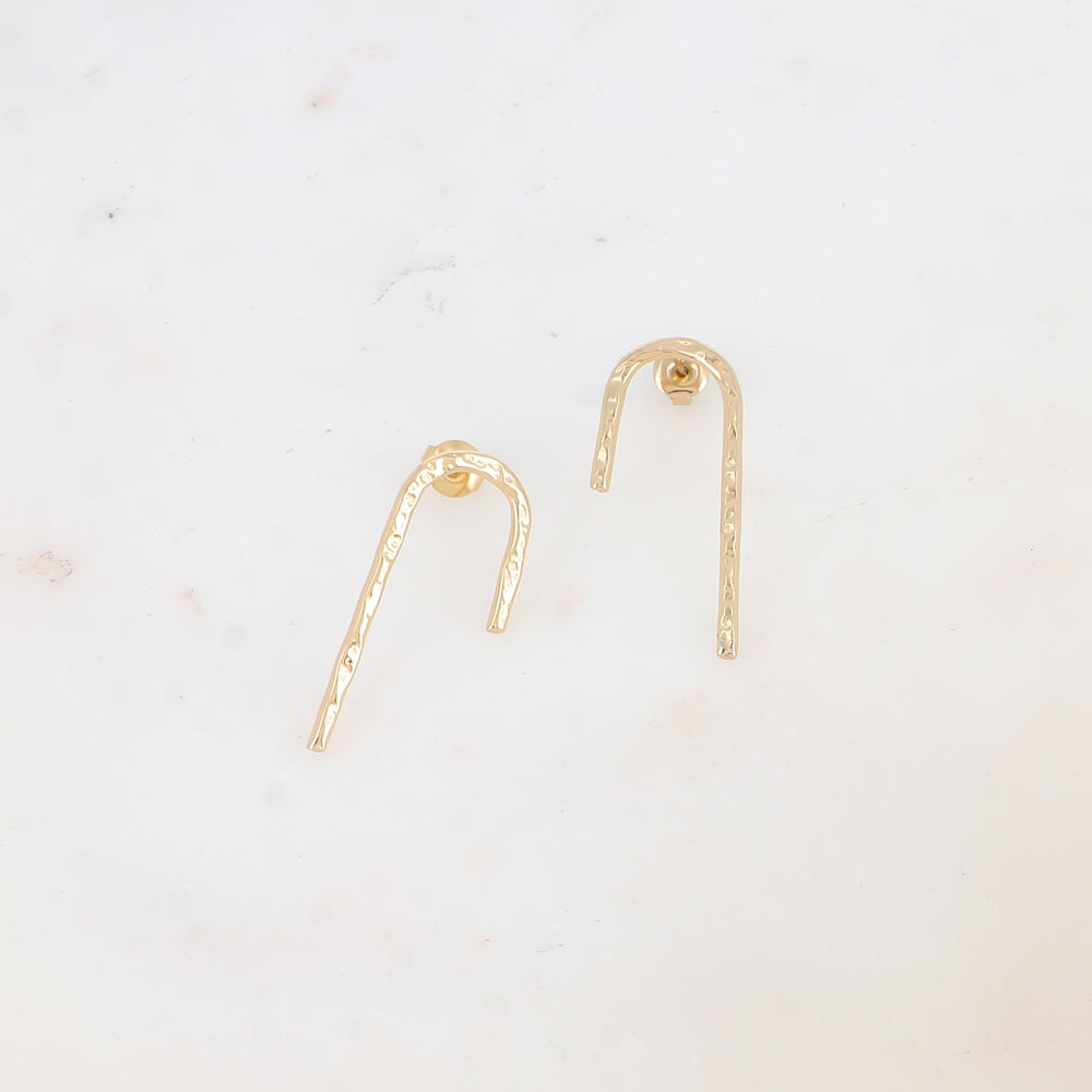 Boucles d'oreilles à puce graphique effet martelé 1,5 x 3,5 cm