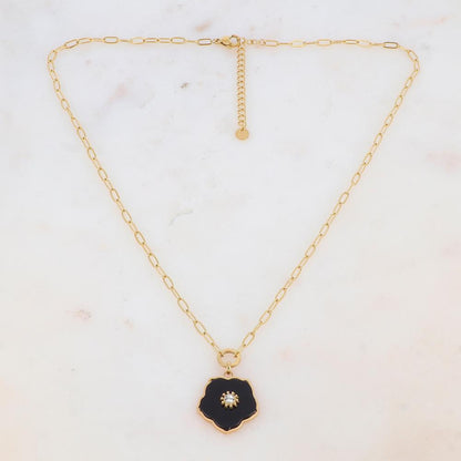 Collier en pendentif fleur en pierre naturelle, strass (45+5CM)