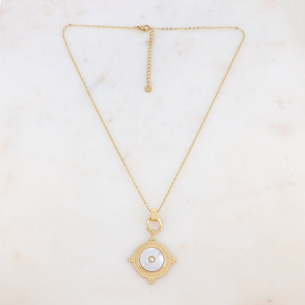 Collier avec pampille ronde et nacre 45+5 cm