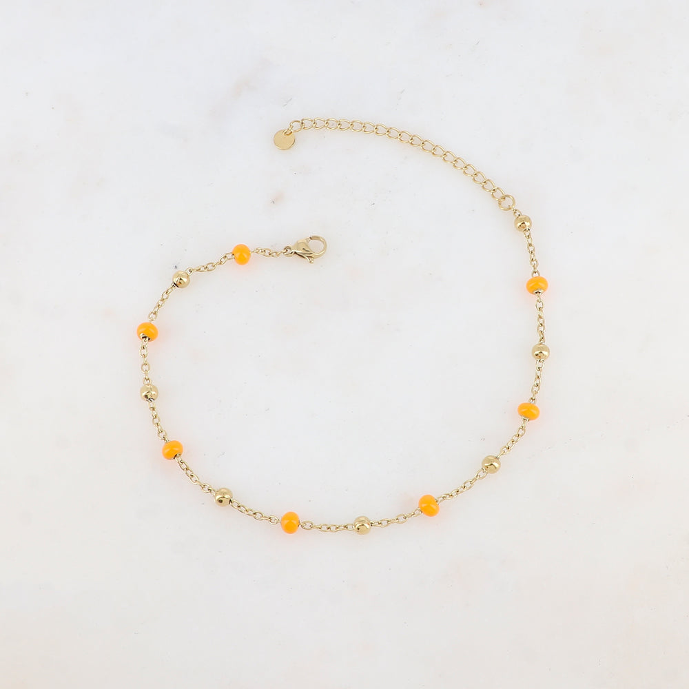 Chaîne de cheville avec boules émaillées (24+5CM)