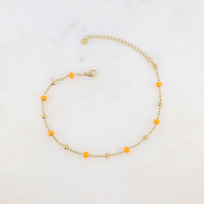 Chaîne de cheville avec boules émaillées (24+5CM)