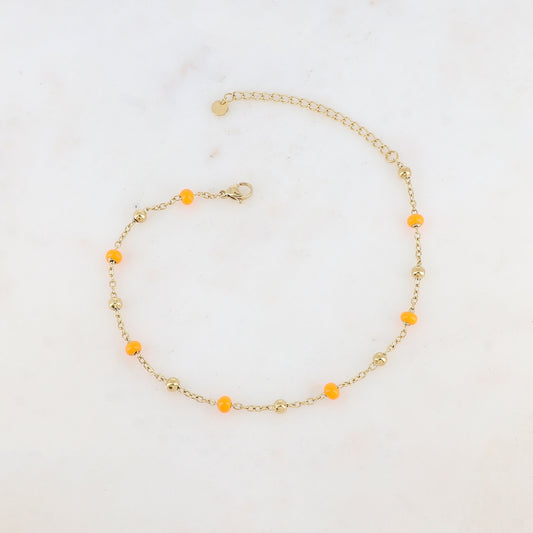 Chaîne de cheville avec boules émaillées (24+5CM)