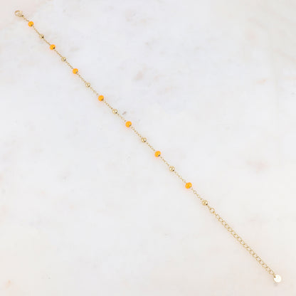 Chaîne de cheville avec boules émaillées (24+5CM)