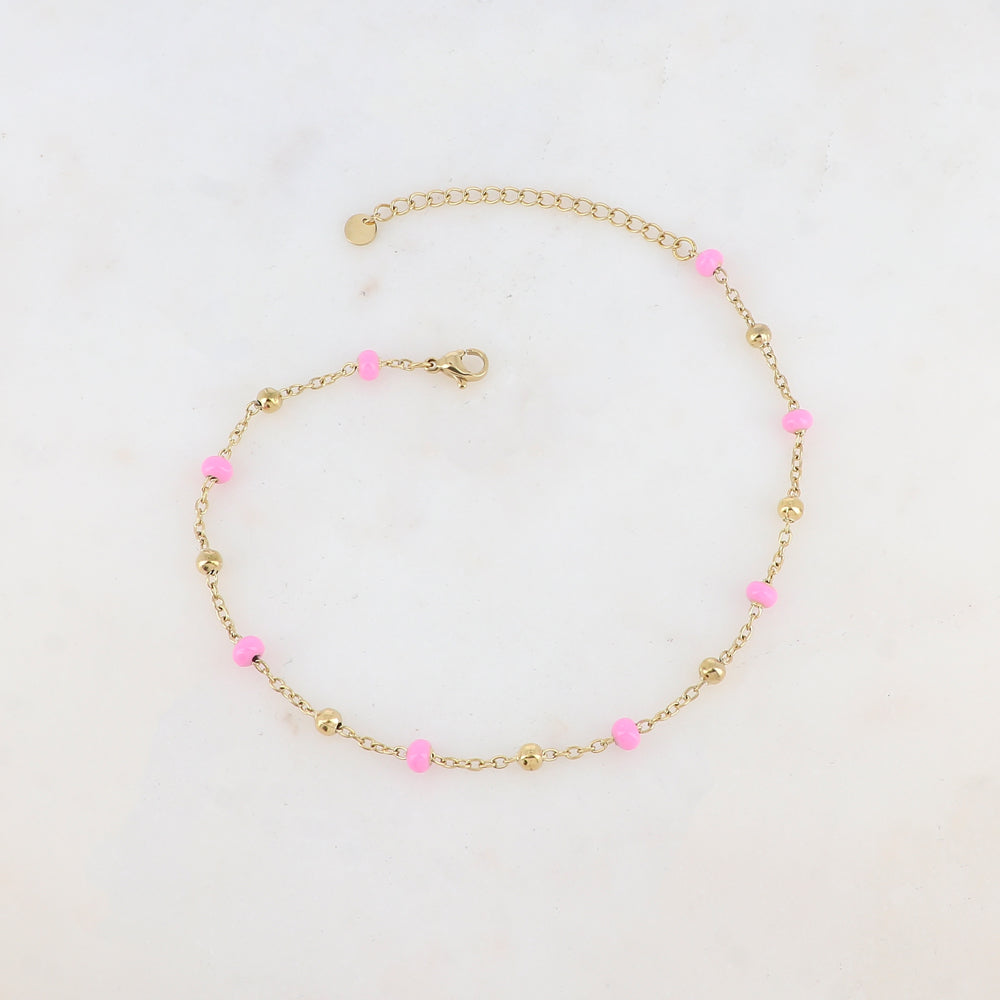 Chaîne de cheville avec boules émaillées (24+5CM)
