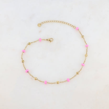 Chaîne de cheville avec boules émaillées (24+5CM)