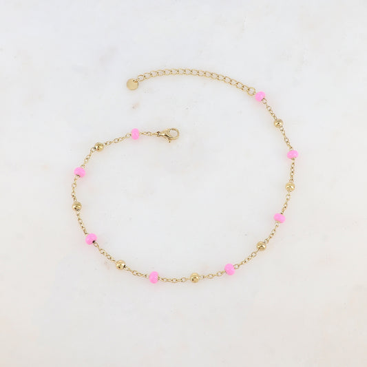 Chaîne de cheville avec boules émaillées (24+5CM)