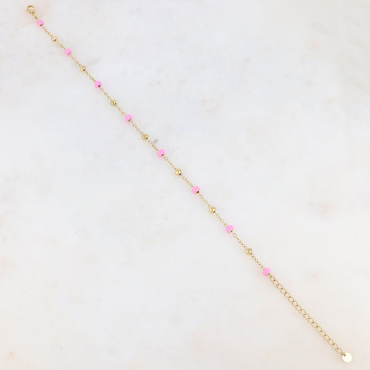 Chaîne de cheville avec boules émaillées (24+5CM)