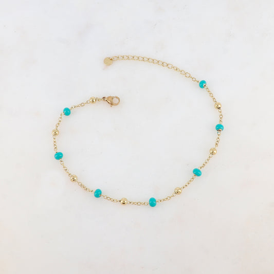 Chaîne de cheville avec boules émaillées (24+5CM)