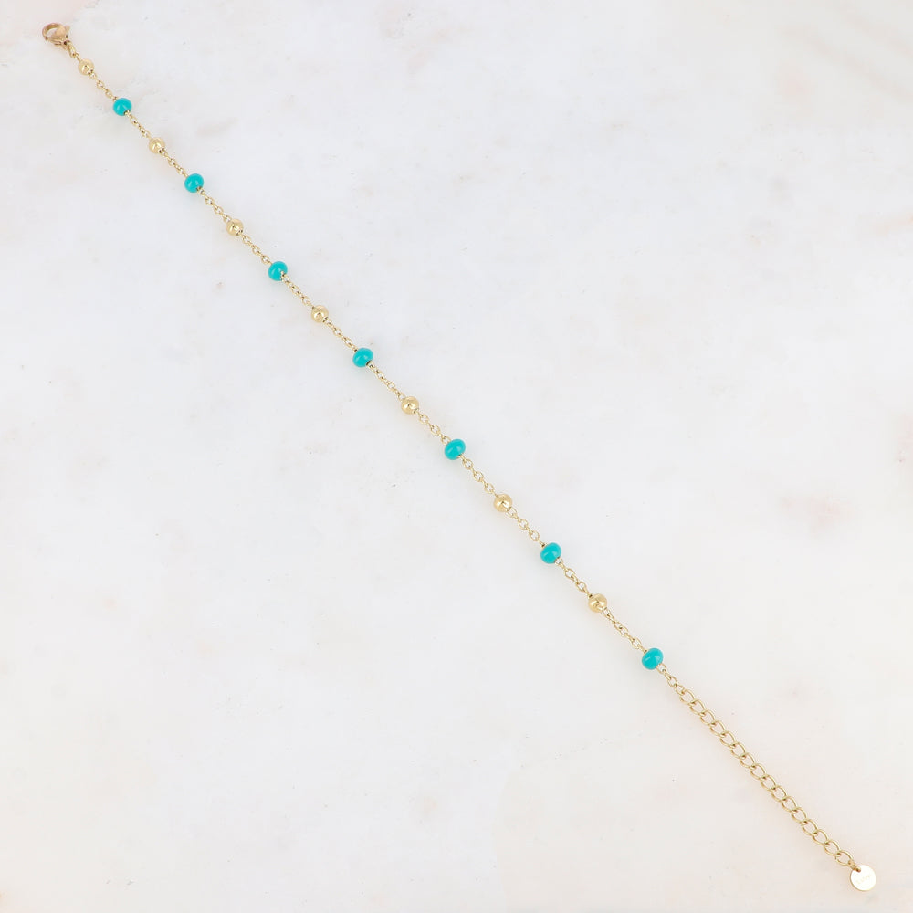 Chaîne de cheville avec boules émaillées (24+5CM)