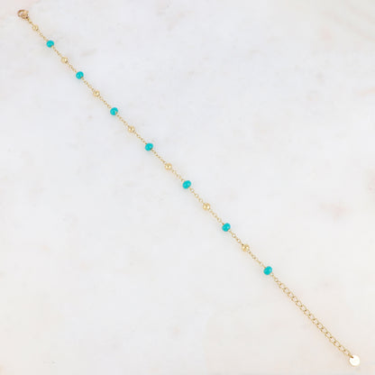 Chaîne de cheville avec boules émaillées (24+5CM)
