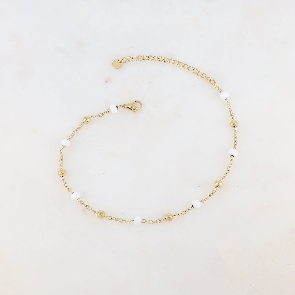 Chaîne de cheville avec boules émaillées (24+5CM)
