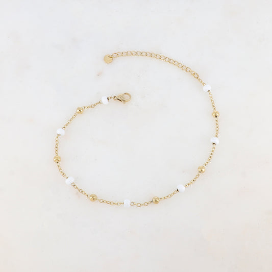 Chaîne de cheville avec boules émaillées (24+5CM)