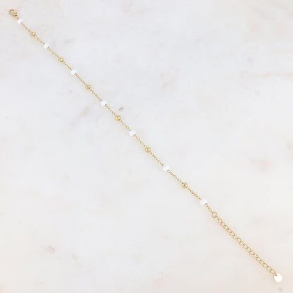 Chaîne de cheville avec boules émaillées (24+5CM)