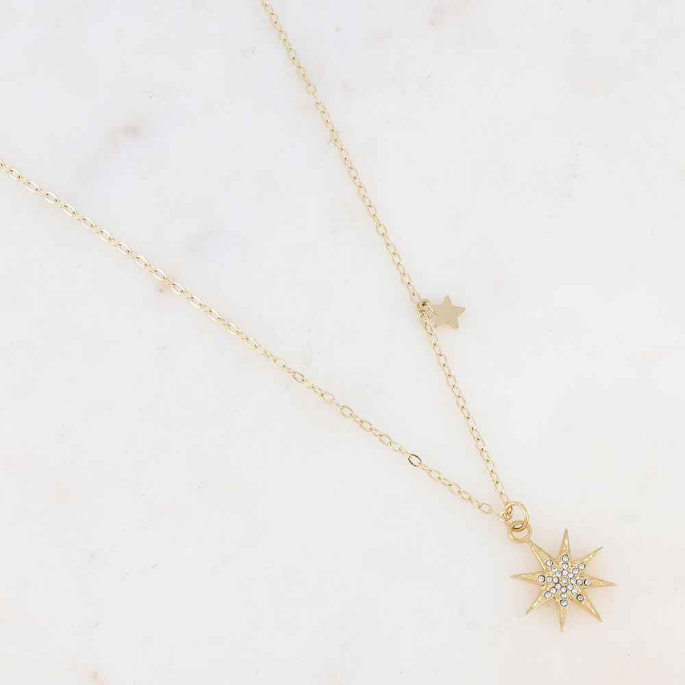 Sautoir avec pampille et pendentif étoile, strass (80+5CM)