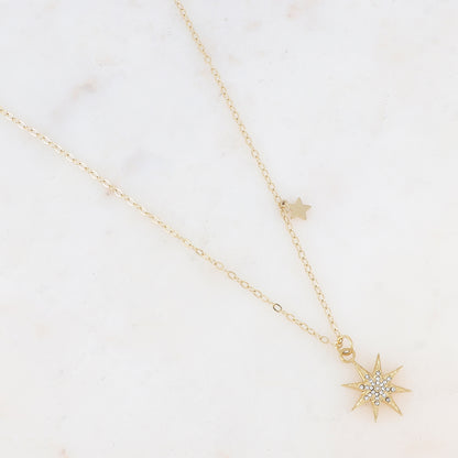 Sautoir avec pampille et pendentif étoile, strass (80+5CM)