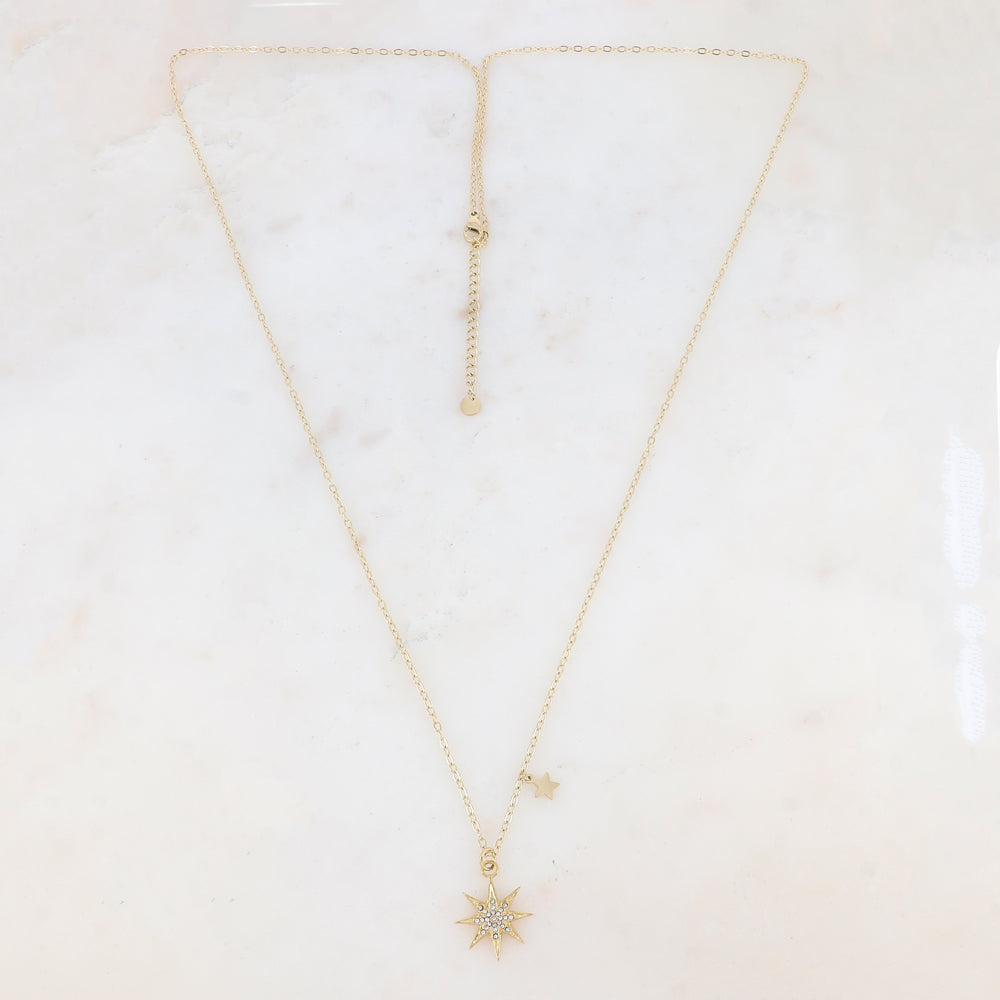 Sautoir avec pampille et pendentif étoile, strass (80+5CM)
