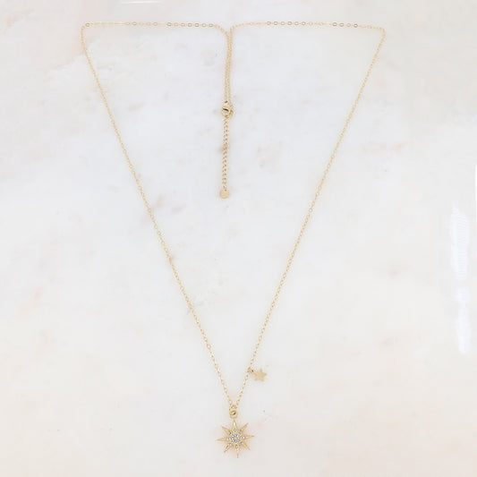 Sautoir avec pampille et pendentif étoile, strass (80+5CM)