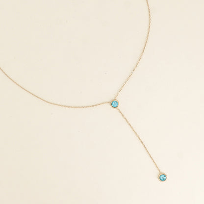 Collier Y - Orné de cristaux de Swarovski® - 40+7 cm - Longueur de chaîne pendante : 6 cm - Dimensions des cristaux : 5x5 mm - Light turquoise