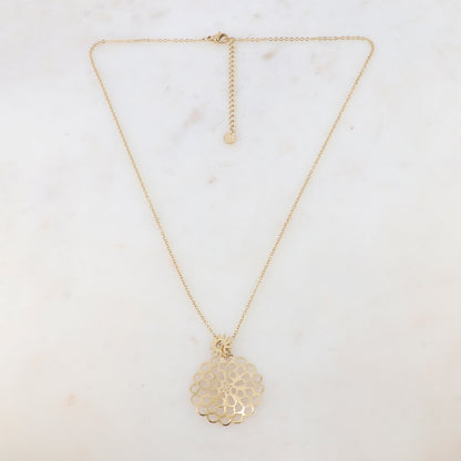 Collier avec pendentif rosace et pampilles soleil (45+5CM)