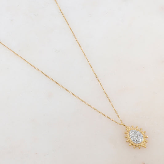 Collier avec pendentif orné de strass zirconium (55+5CM)