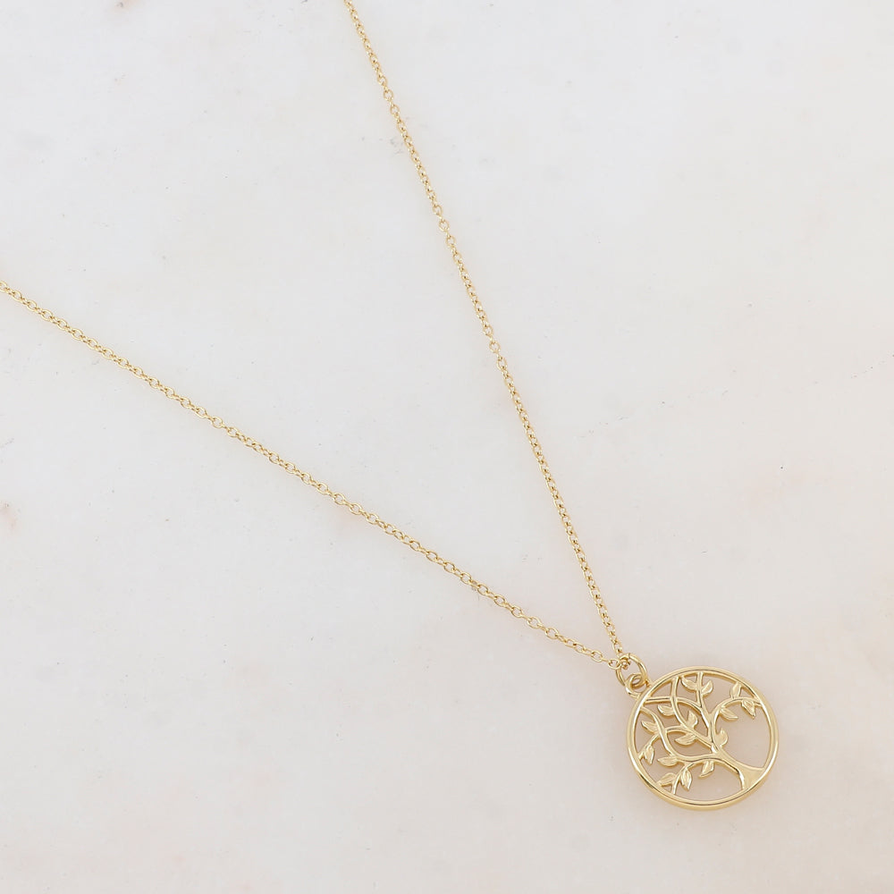 Collier avec pendentif rond ajouré arbre (40+5CM)