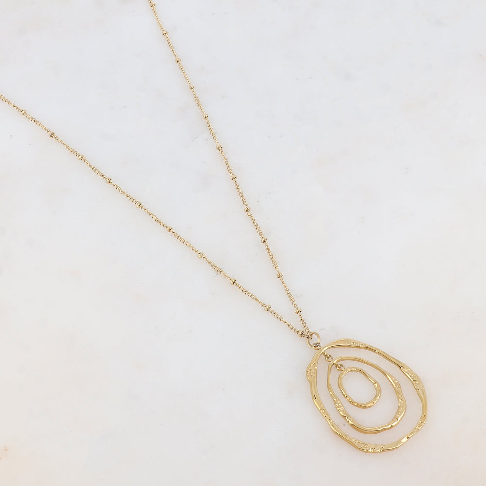 Sautoir avec un pendentif en multi-anneaux (60+5CM)