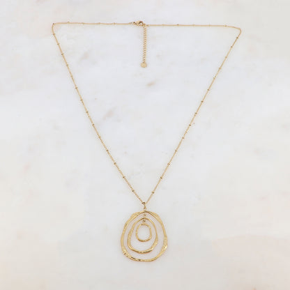 Sautoir avec un pendentif en multi-anneaux (60+5CM)