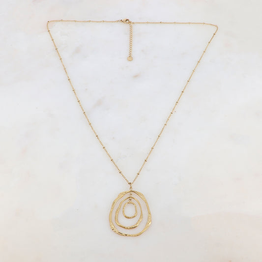 Sautoir avec un pendentif en multi-anneaux (60+5CM)