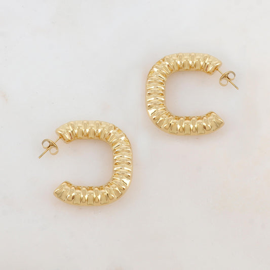 Créoles à puce avec motif graphique (3.5CM)