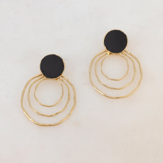 B.O à puce avec pièce ronde émaillée et 3 anneaux 3,4 x 4,8cm.