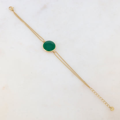 Bracelet deux rangs avec pièce ronde émaillée