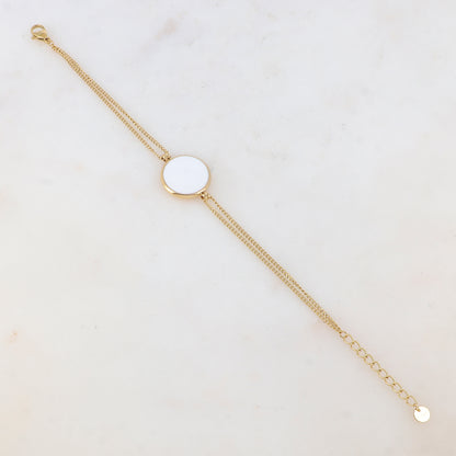 Bracelet deux rangs avec pièce ronde émaillée