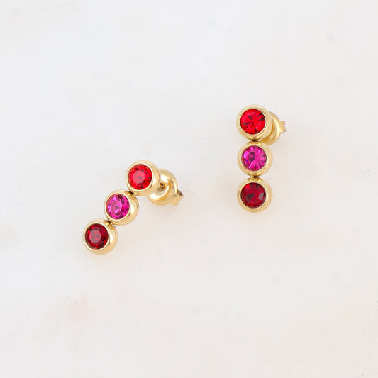 B.O à puce avec 3 strass 0,6 x 1,8 cm.