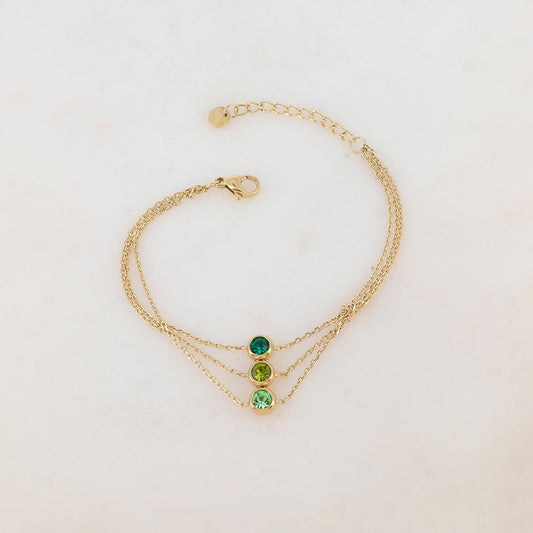 Bracelet trois rangs avec 3 strass