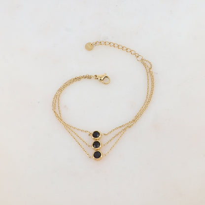 Bracelet trois rangs avec 3 strass