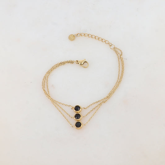 Bracelet trois rangs avec 3 strass